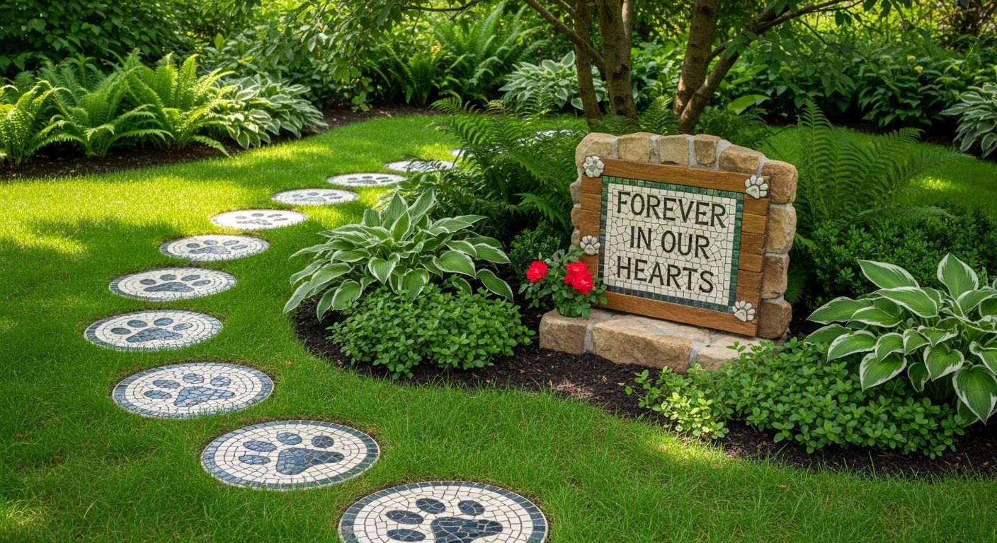 Pet memorial garden stepping stone project